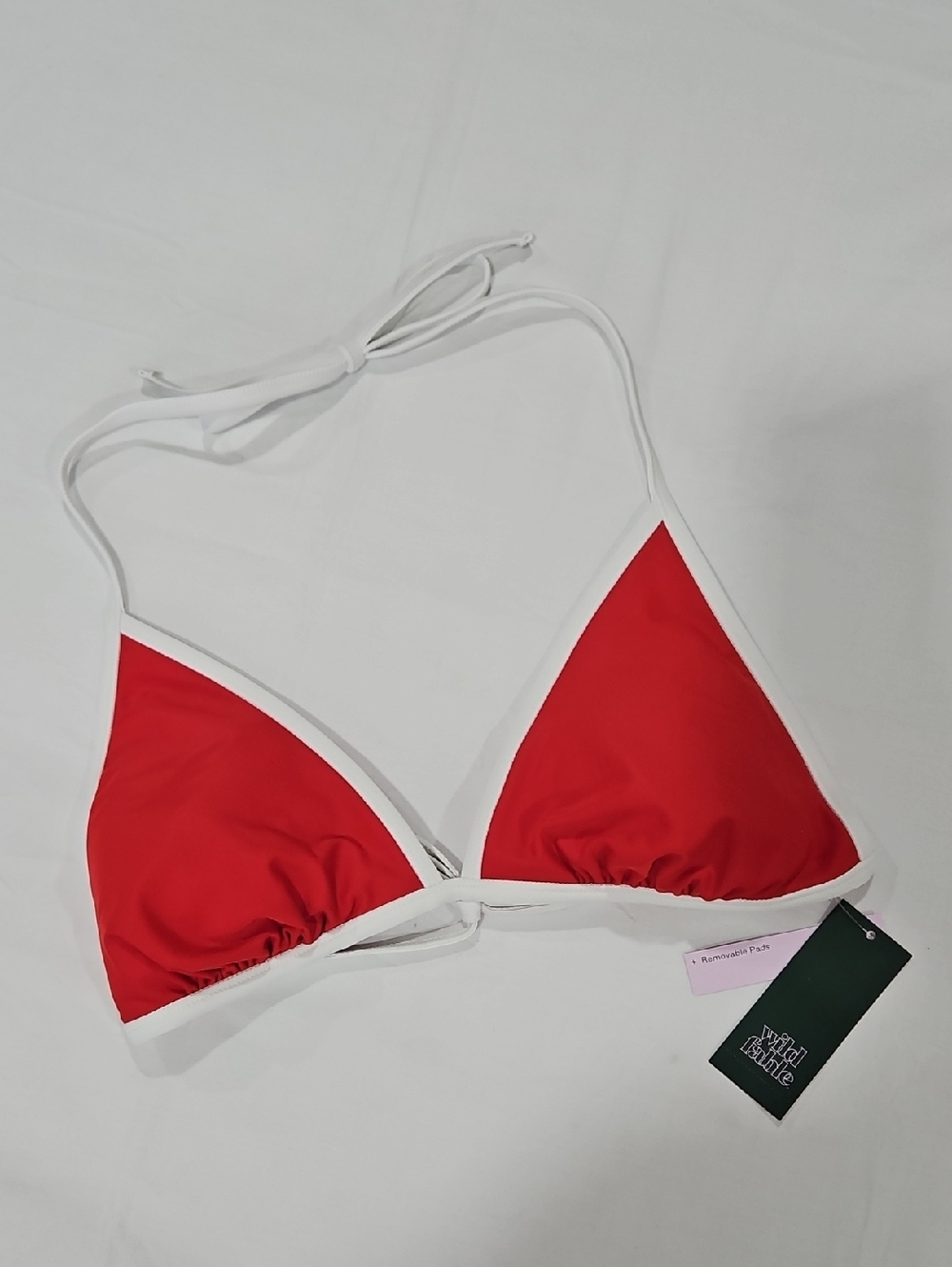 wild fable Red Triangle Bikini Top with White Trim